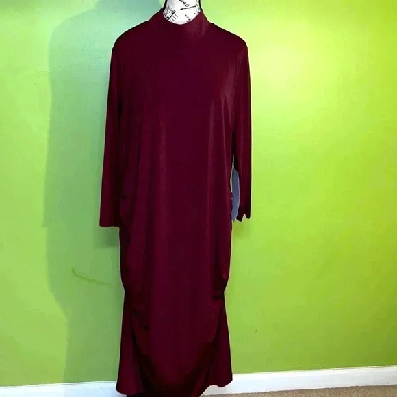 Ashro Dresses & Skirts - 🆕 Ashro Long Sleeve Burgundy Dress Size 2X